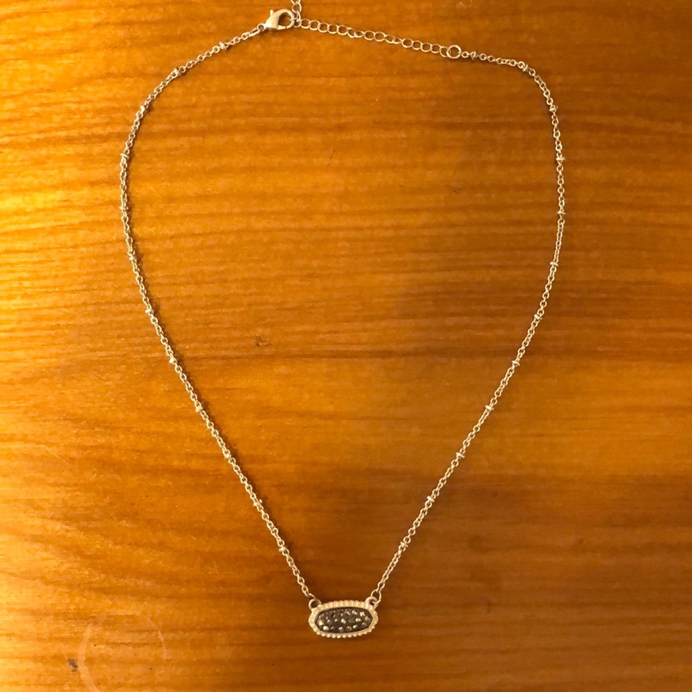 Silver pendant necklace with grey stones